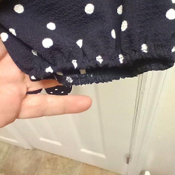 ⭐️5/$25 SALE Women's Miss U Navy Blue and White Polka Dot Layered Dress Size L - Picture 3 of 8